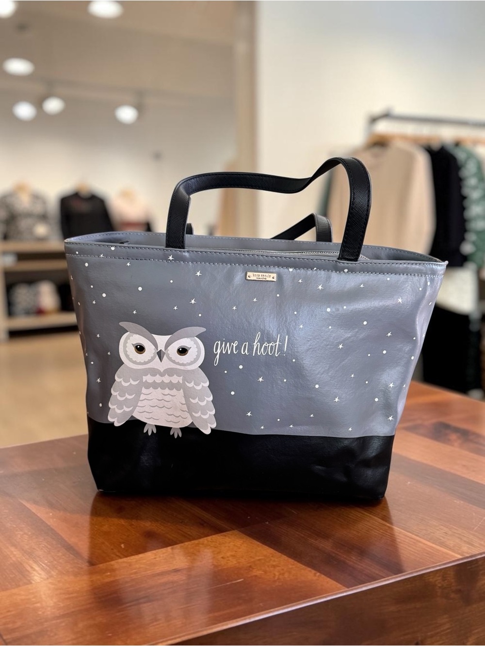 Kate Spade Gray & Black Owl Tote